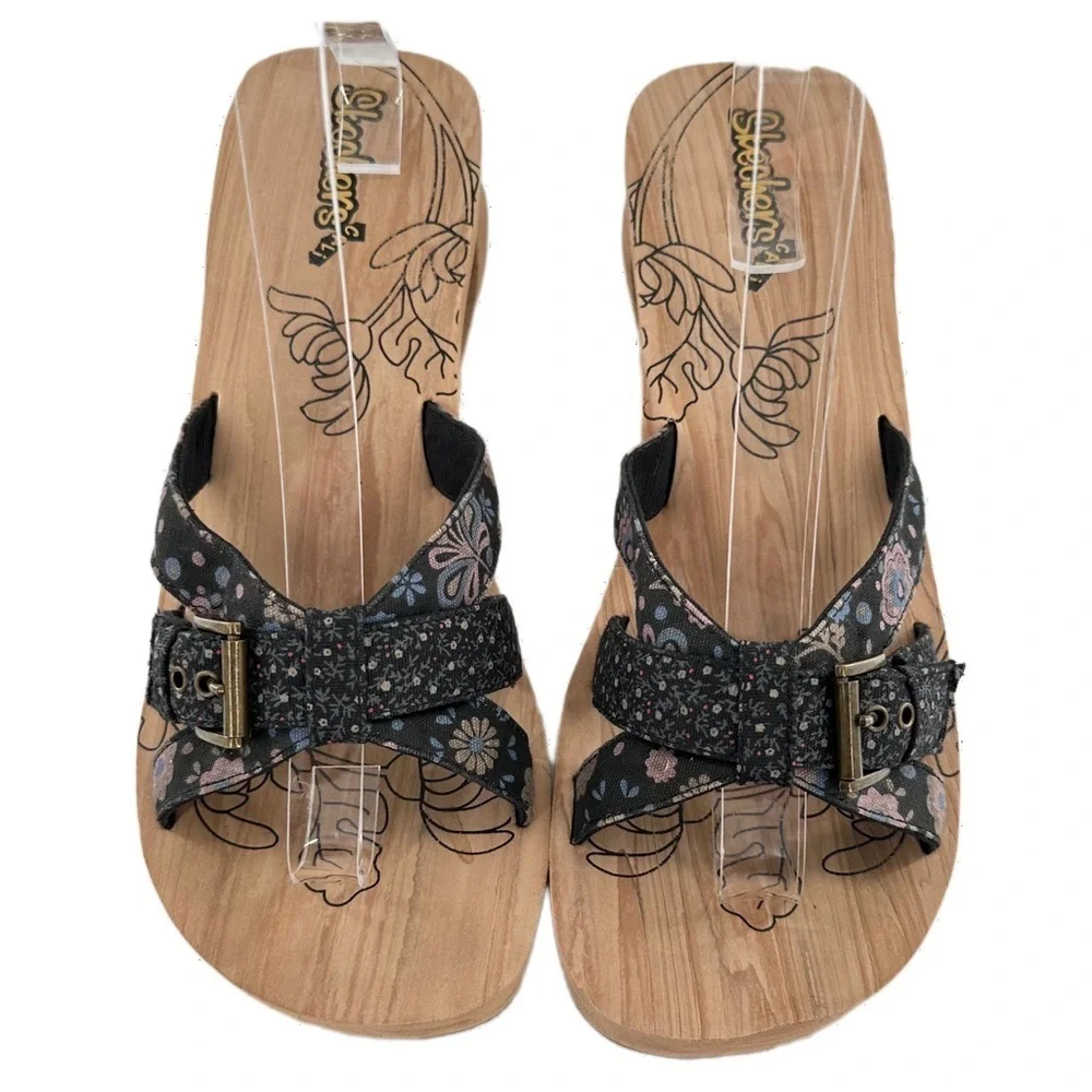 Sketchers Cali sandals 9 40.5 blue floral denim chunky platform foam y2k 90s